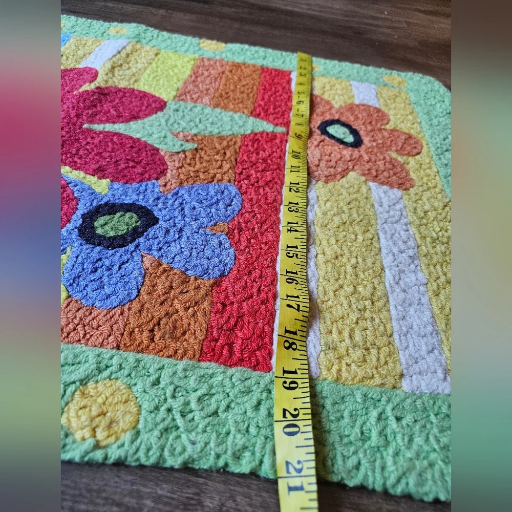 Vintage Y2K Jellybean Flower Power Kids Rug Floor Mat, brightly colored Flower